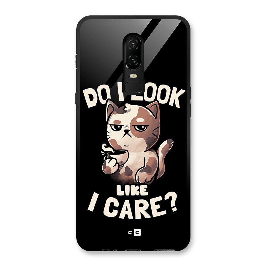 Cat Look Like Care Glass Back Case for OnePlus 6