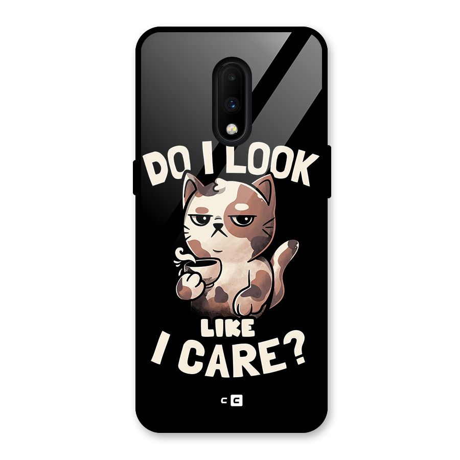 Cat Look Like Care Glass Back Case for OnePlus 7