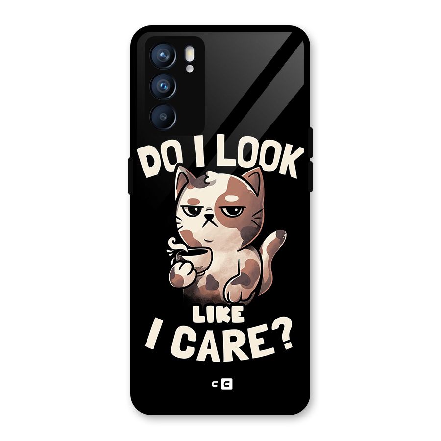 Cat Look Like Care Glass Back Case for Oppo Reno6 5G