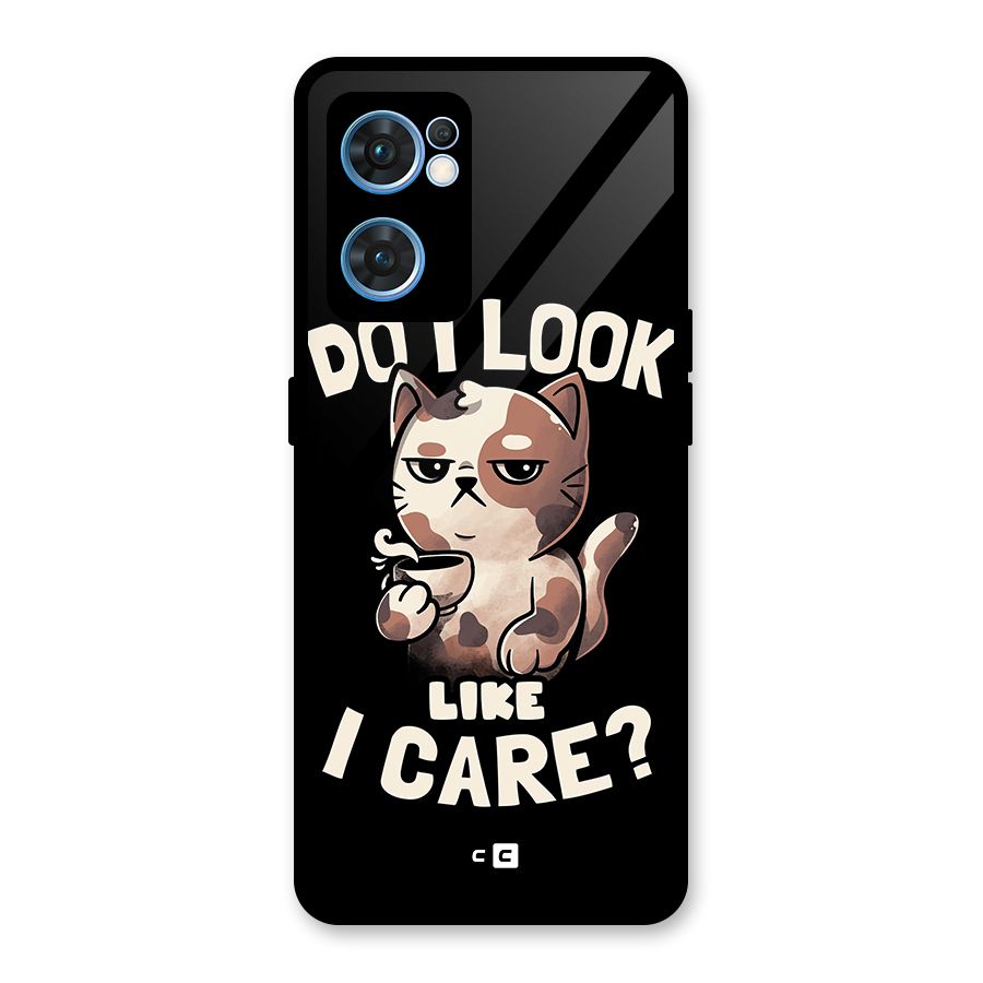 Cat Look Like Care Glass Back Case for Oppo Reno7 5G