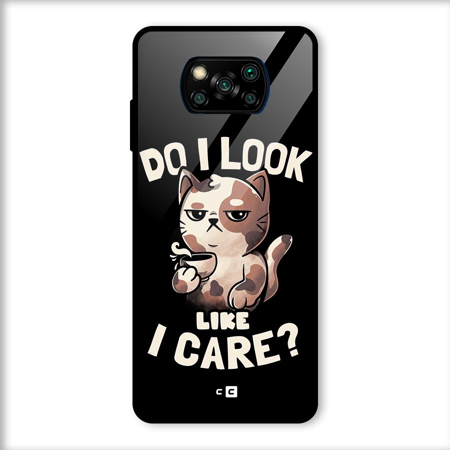 Cat Look Like Care Glass Back Case for Poco X3