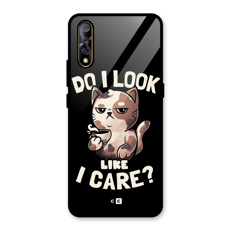 Cat Look Like Care Glass Back Case for Vivo S1