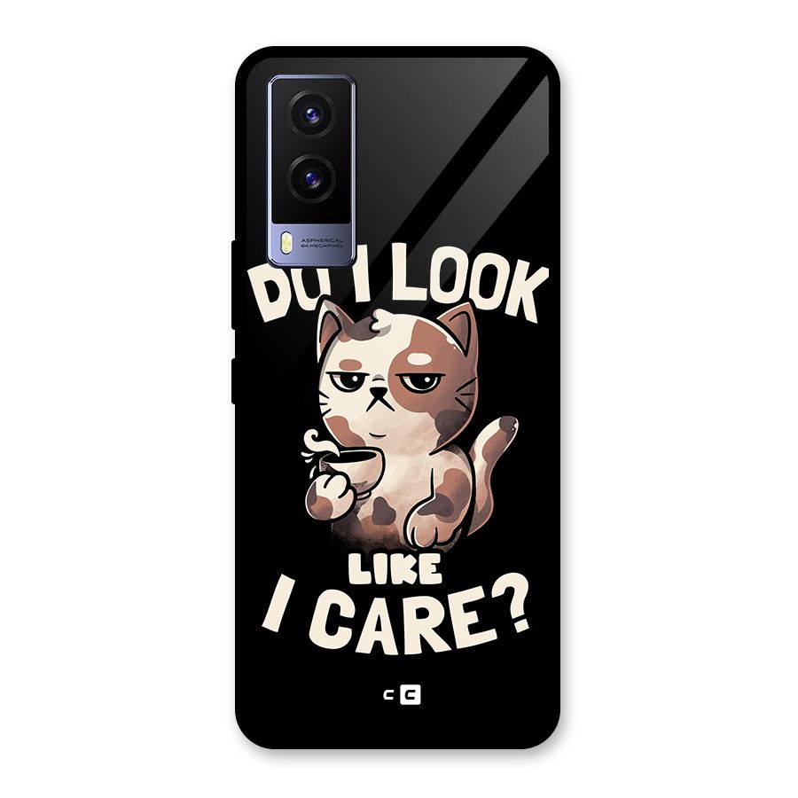 Cat Look Like Care Glass Back Case for Vivo V21e 5G
