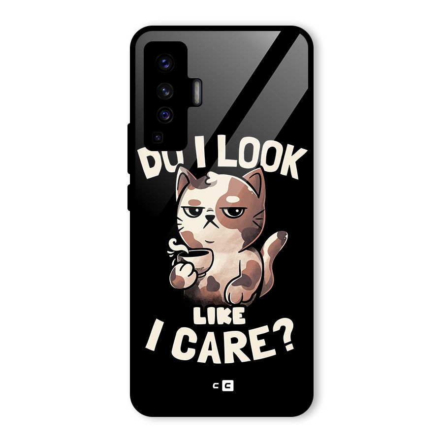 Cat Look Like Care Glass Back Case for Vivo X50