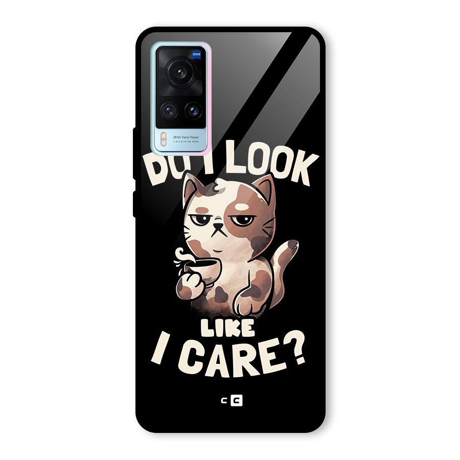 Cat Look Like Care Glass Back Case for Vivo X60