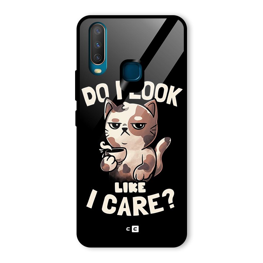 Cat Look Like Care Glass Back Case for Vivo Y15