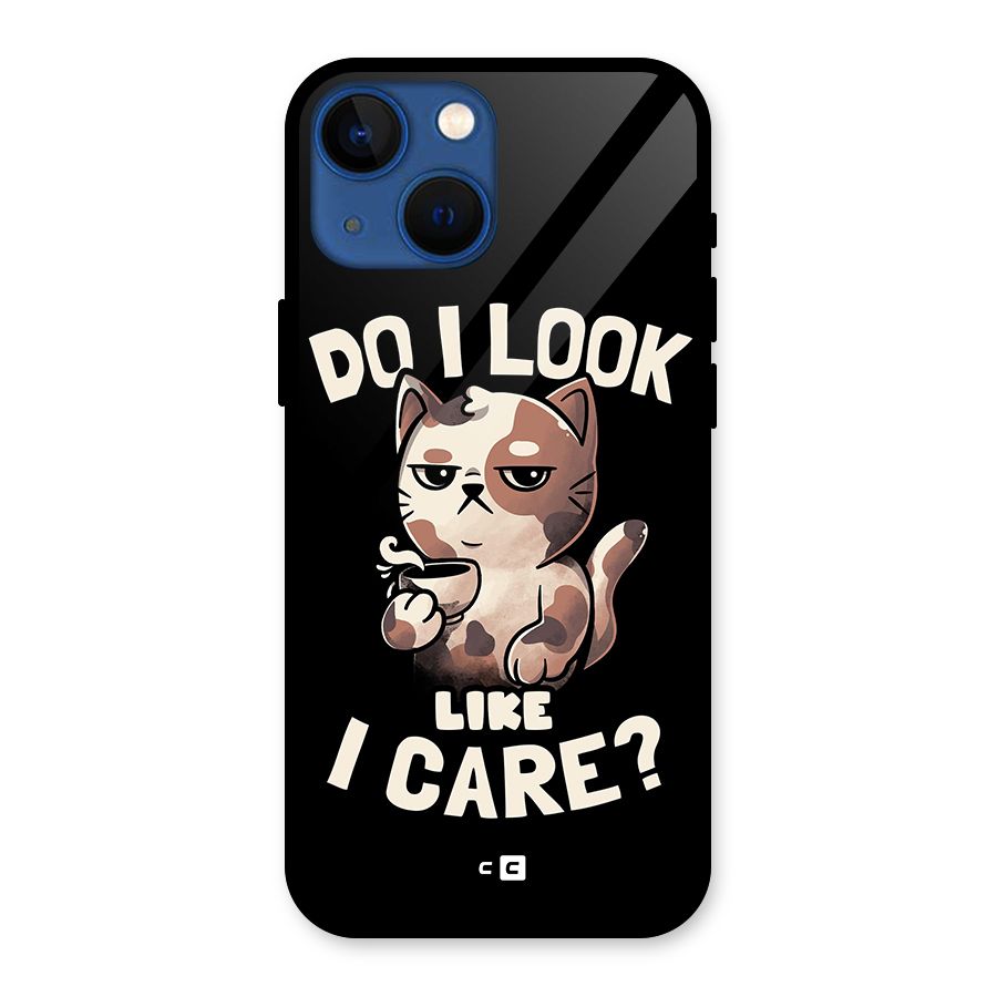 Cat Look Like Care Glass Back Case for iPhone 13 Mini