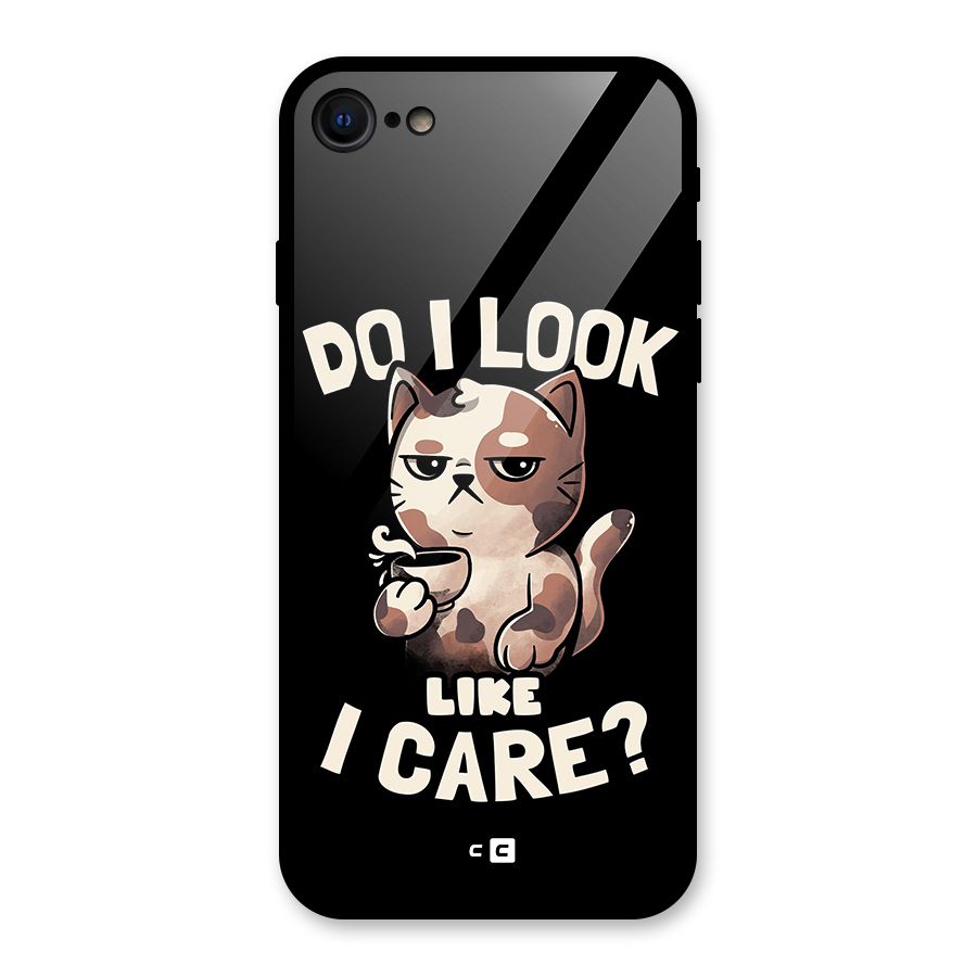 Cat Look Like Care Glass Back Case for iPhone 7