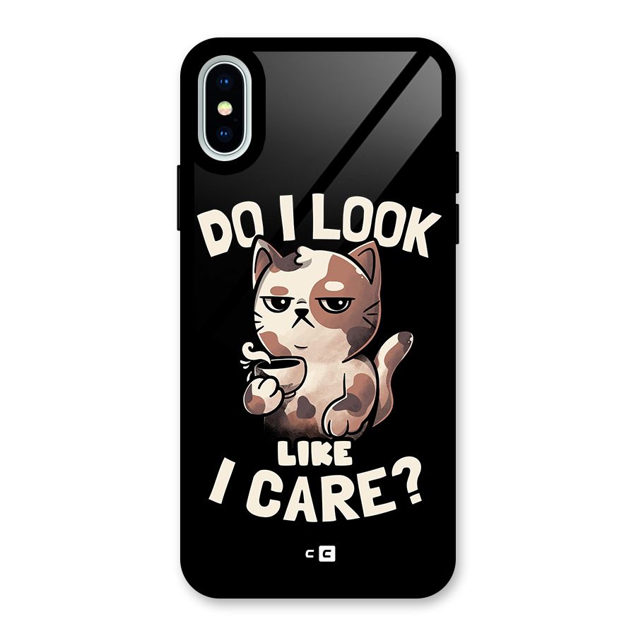 Cat Look Like Care Glass Back Case for iPhone X
