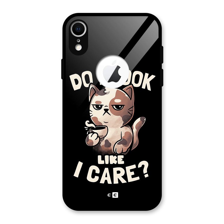 Cat Look Like Care Glass Back Case for iPhone XR Logo Cut