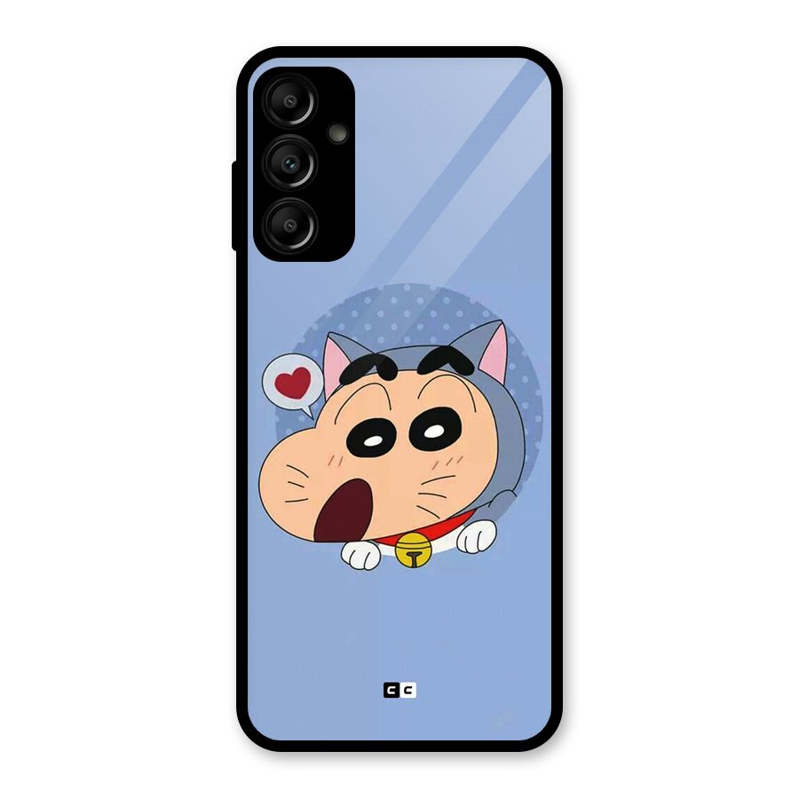 Cat Shinchan Glass Back Case for Galaxy A14 5G