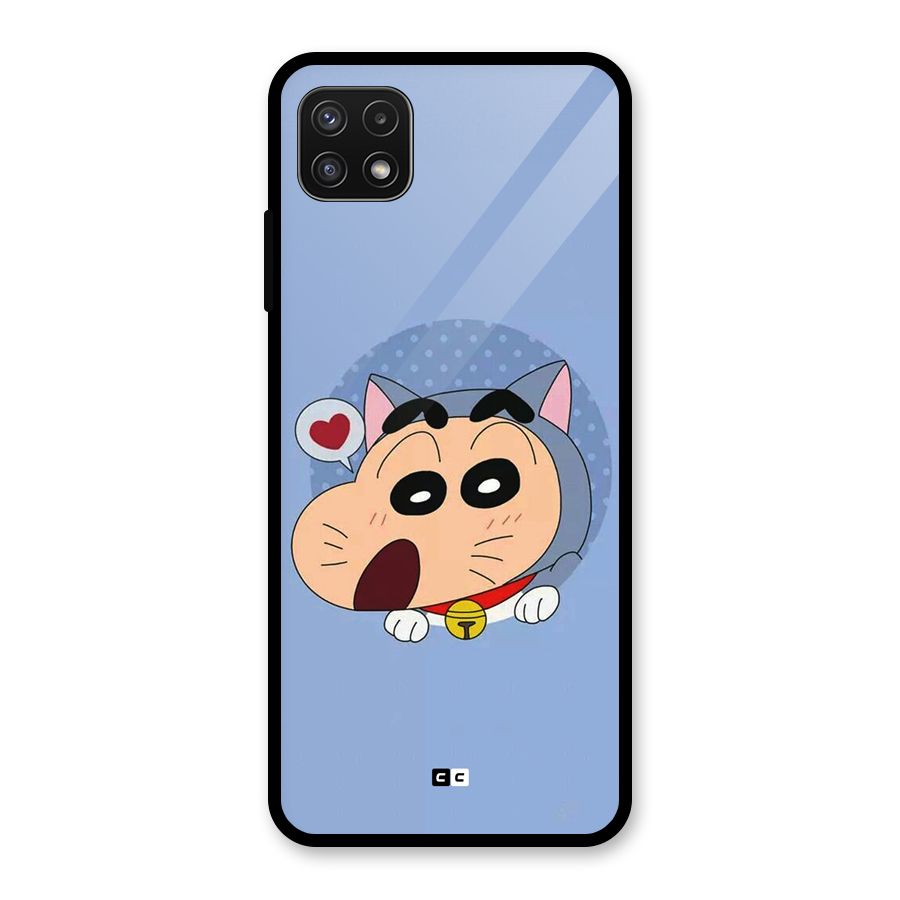 Cat Shinchan Glass Back Case for Galaxy A22 5G