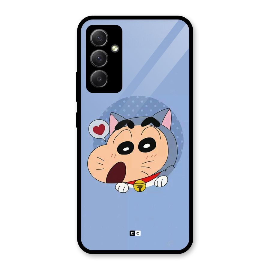 Cat Shinchan Glass Back Case for Galaxy A34