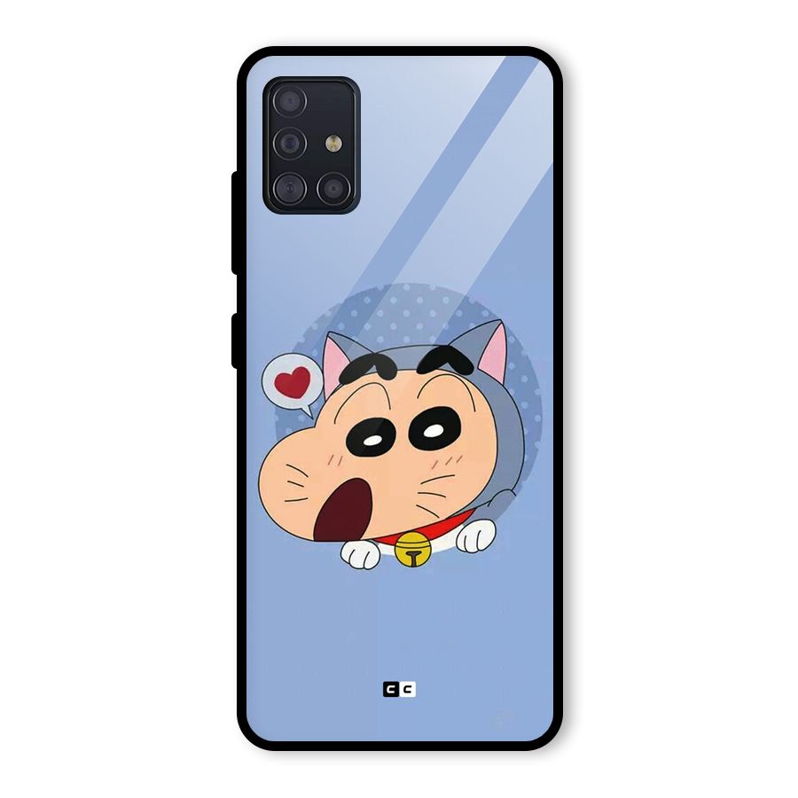 Cat Shinchan Glass Back Case for Galaxy A51