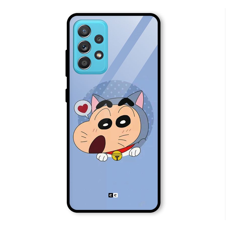 Cat Shinchan Glass Back Case for Galaxy A52s 5G