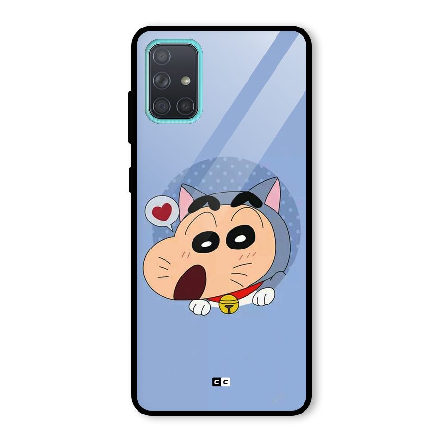 Cat Shinchan Glass Back Case for Galaxy A71