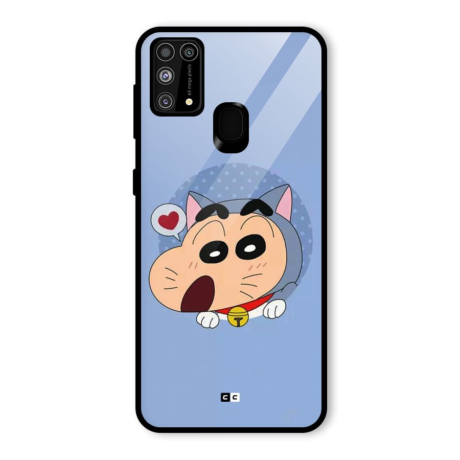 Cat Shinchan Glass Back Case for Galaxy F41