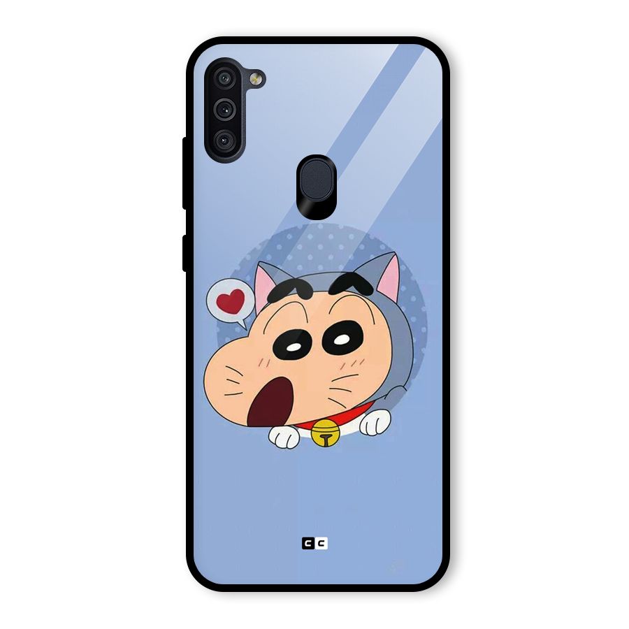 Cat Shinchan Glass Back Case for Galaxy M11