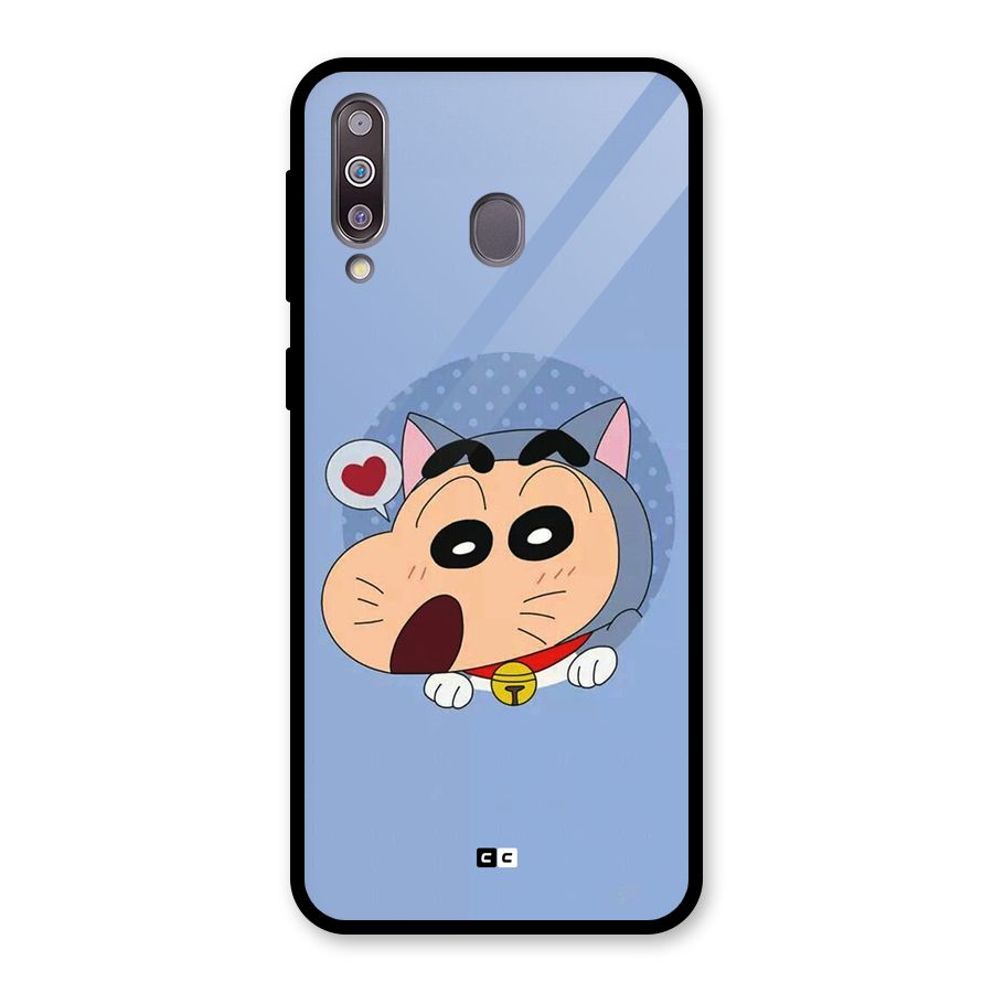 Cat Shinchan Glass Back Case for Galaxy M30