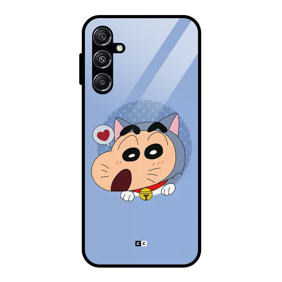 Cat Shinchan Glass Back Case for Galaxy M34 5G