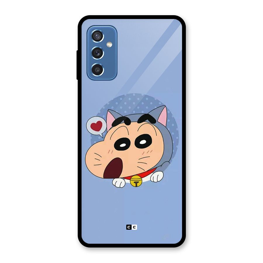 Cat Shinchan Glass Back Case for Galaxy M52 5G