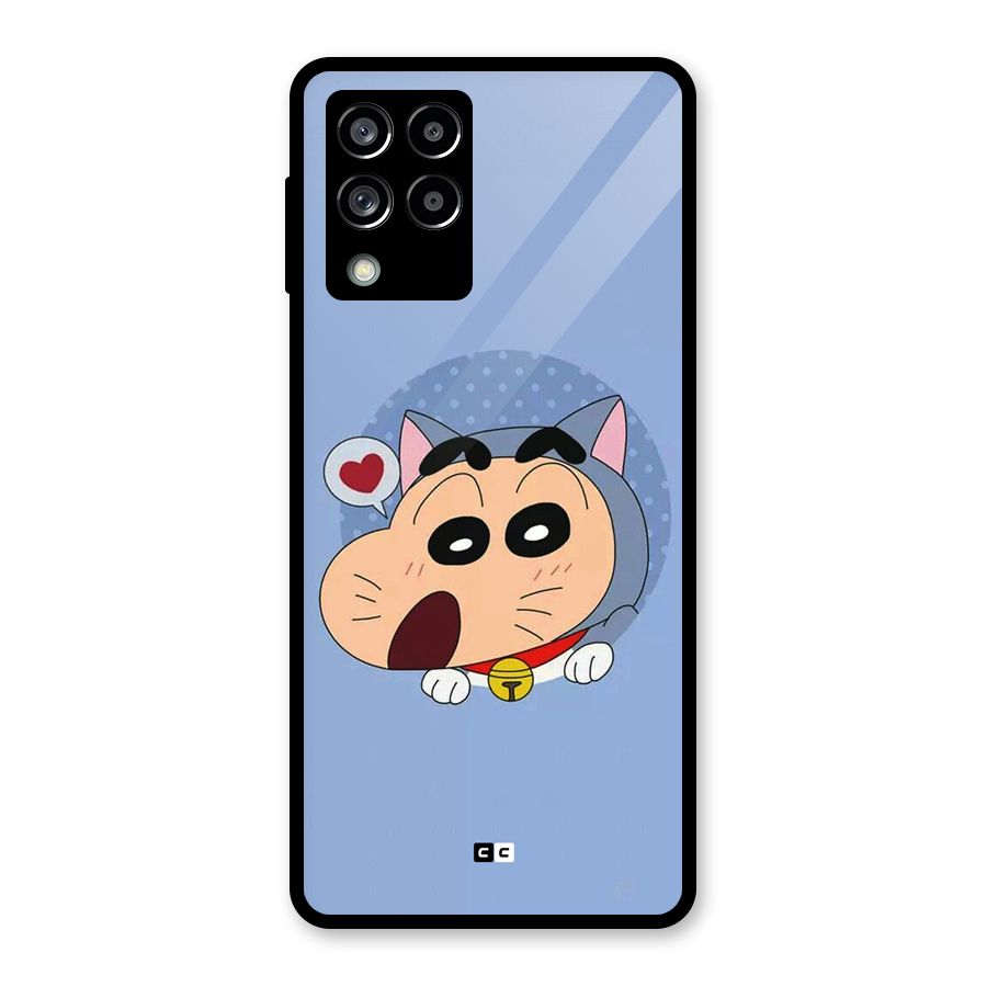 Cat Shinchan Glass Back Case for Galaxy M53 5G