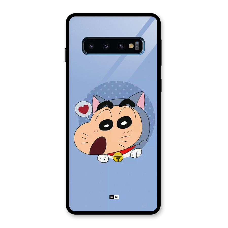Cat Shinchan Glass Back Case for Galaxy S10