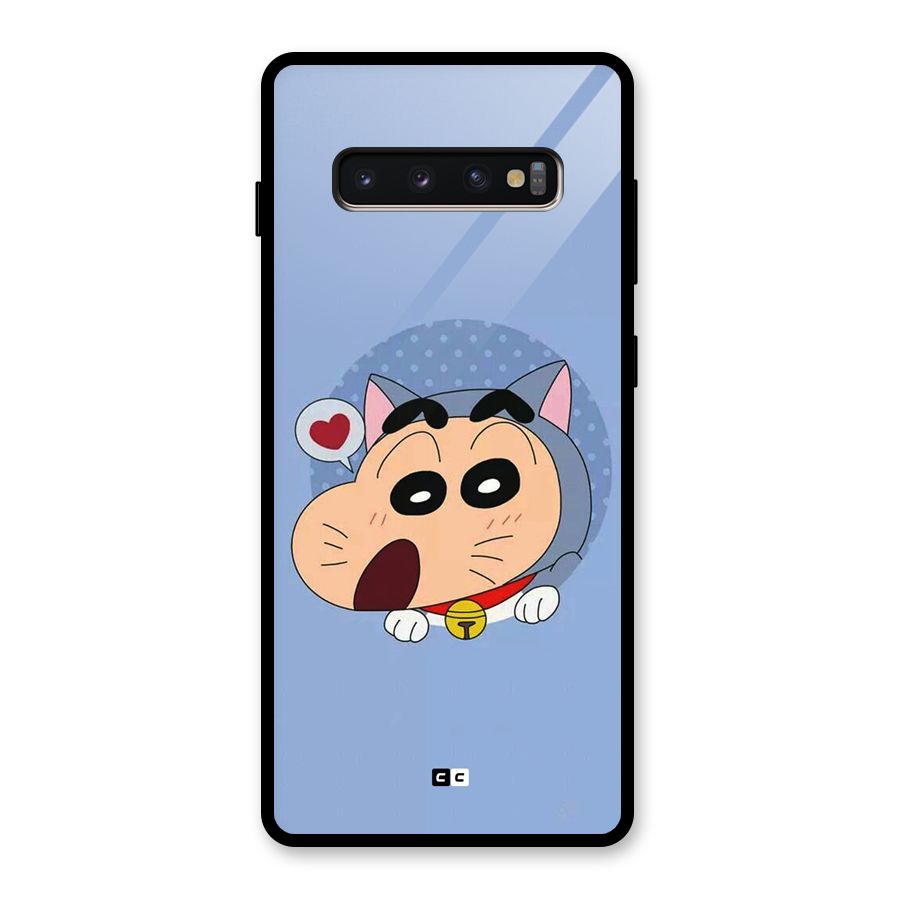 Cat Shinchan Glass Back Case for Galaxy S10 Plus