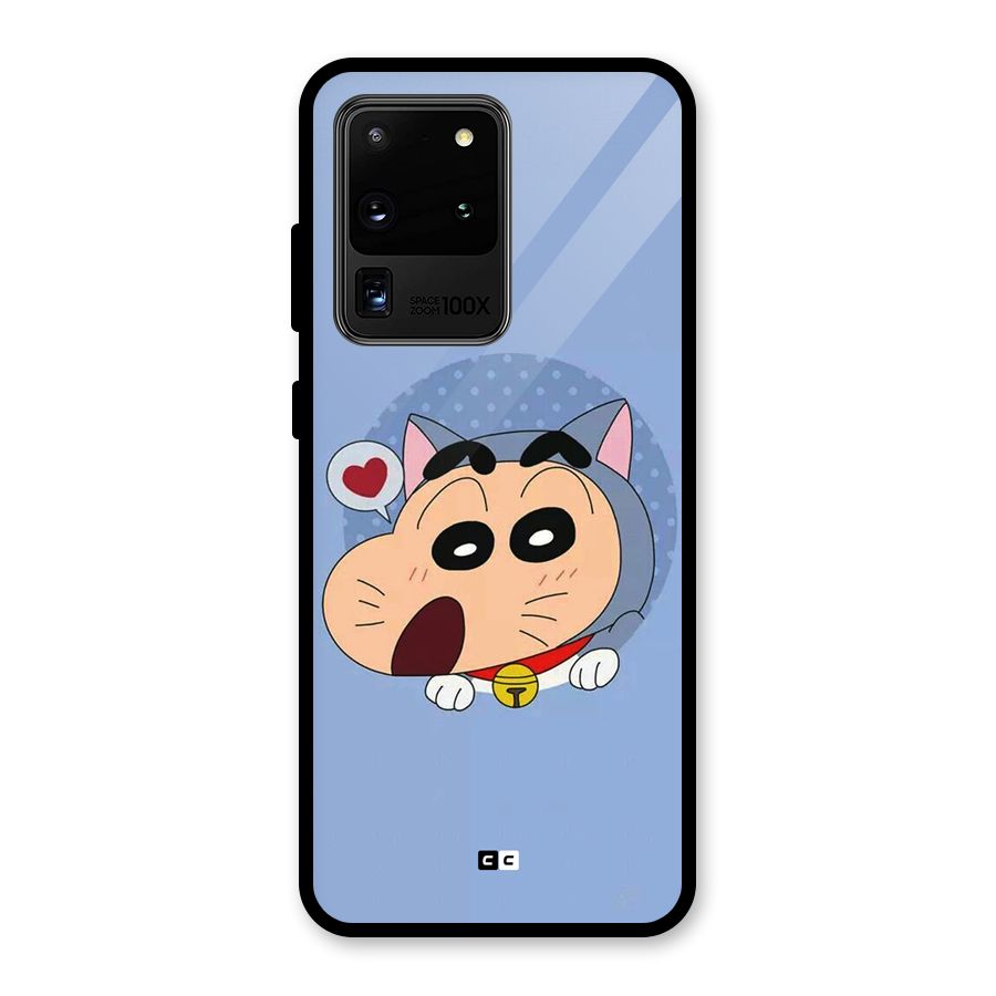 Cat Shinchan Glass Back Case for Galaxy S20 Ultra