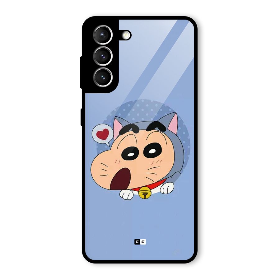 Cat Shinchan Glass Back Case for Galaxy S21 5G