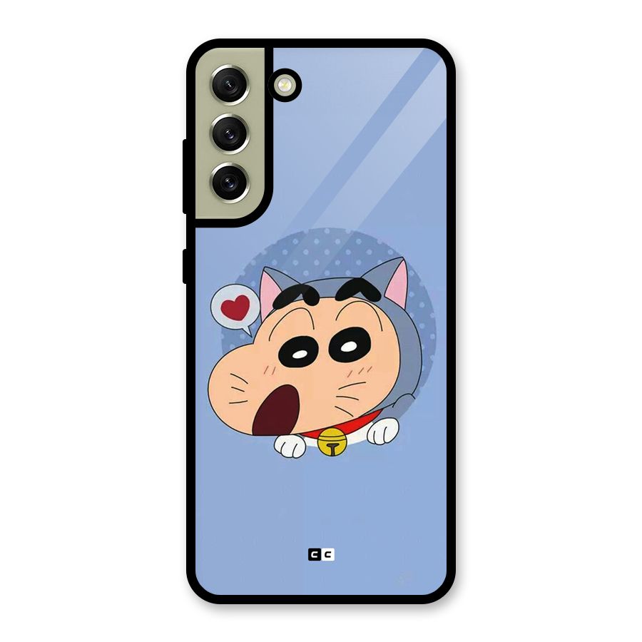 Cat Shinchan Glass Back Case for Galaxy S21 FE 5G