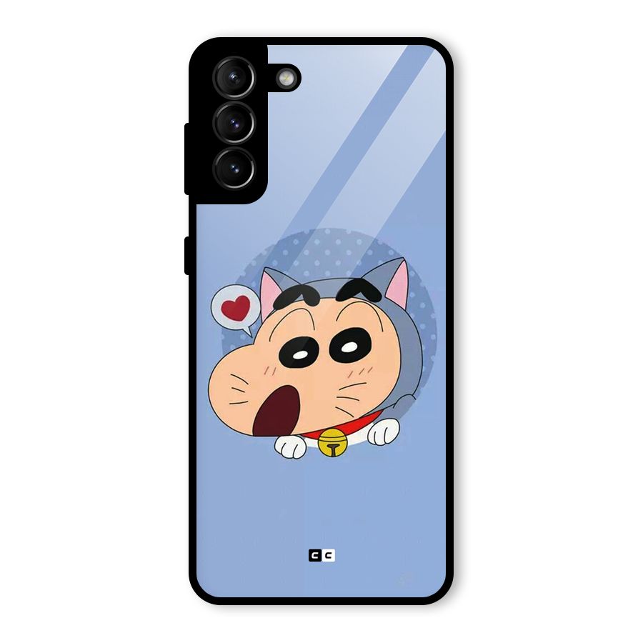 Cat Shinchan Glass Back Case for Galaxy S21 Plus