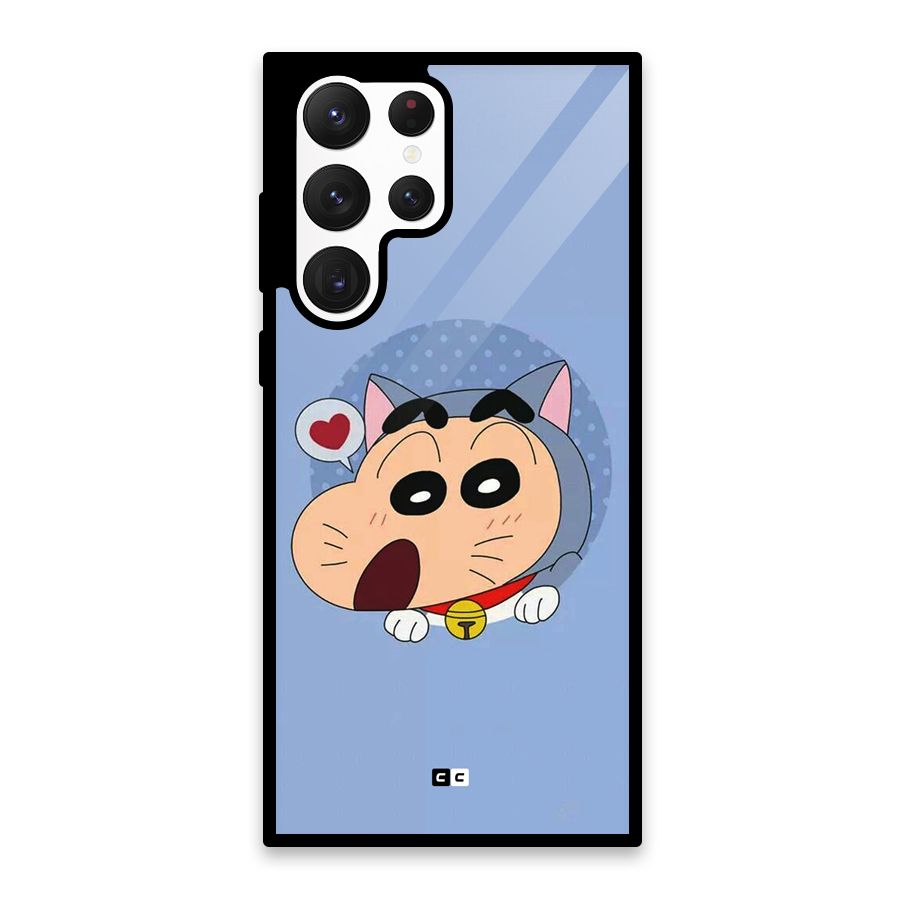Cat Shinchan Glass Back Case for Galaxy S22 Ultra 5G