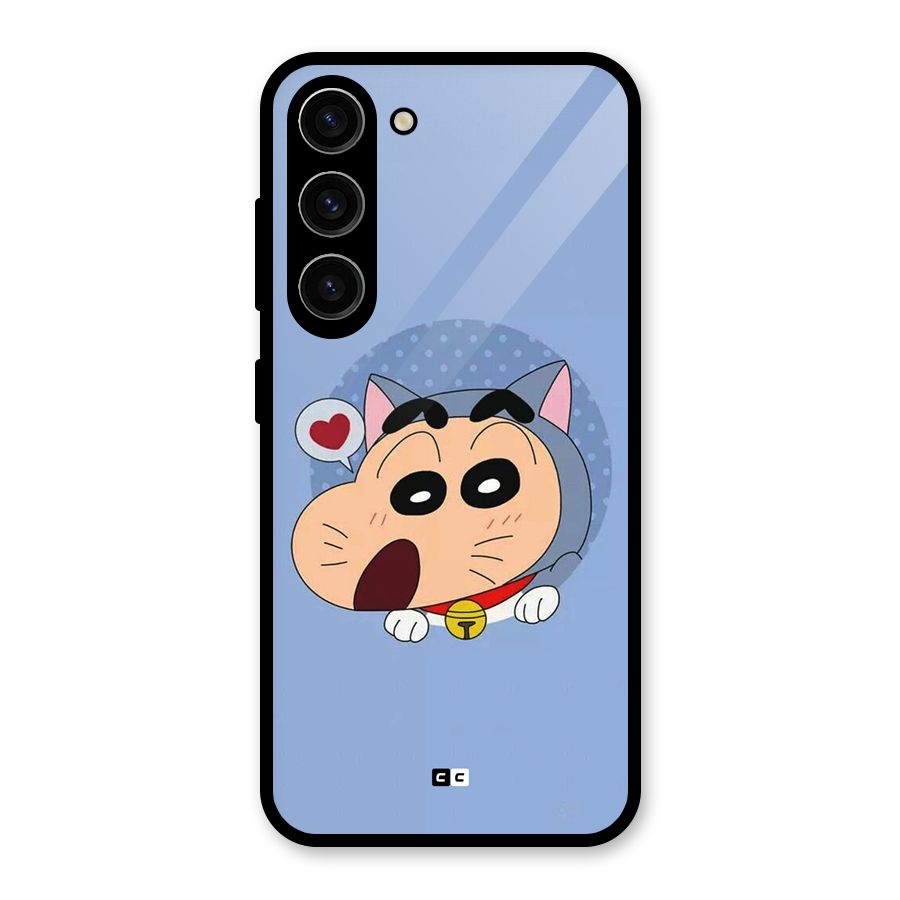 Cat Shinchan Glass Back Case for Galaxy S23