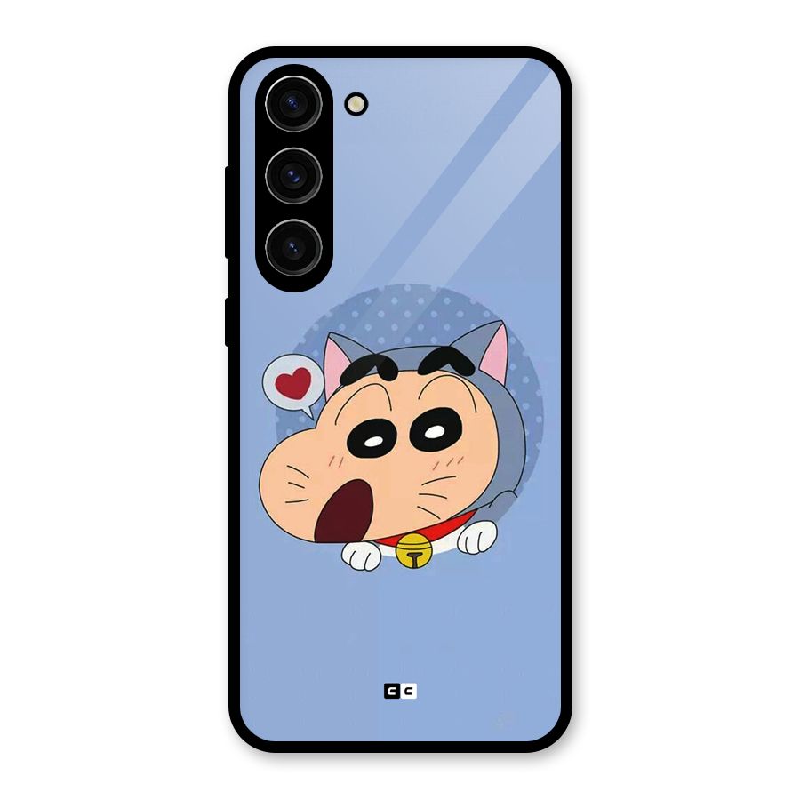 Cat Shinchan Glass Back Case for Galaxy S23 Plus