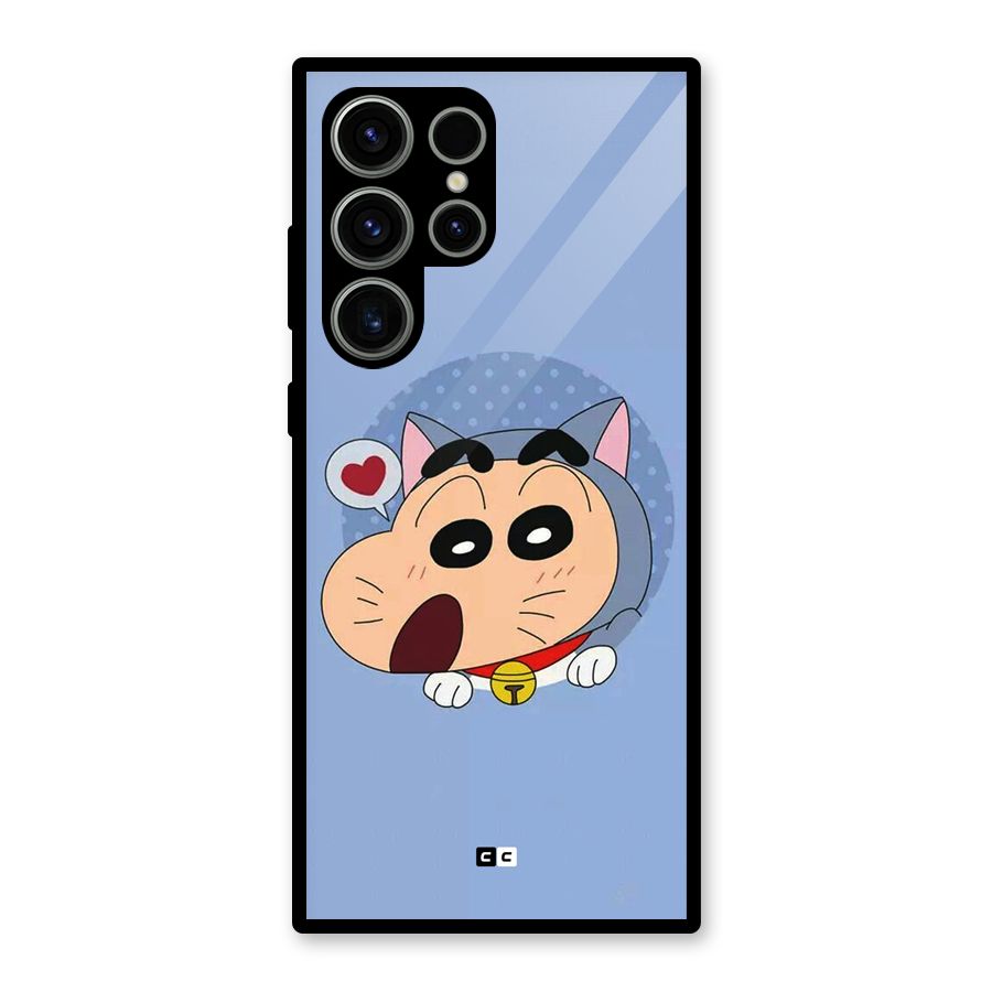 Cat Shinchan Glass Back Case for Galaxy S23 Ultra