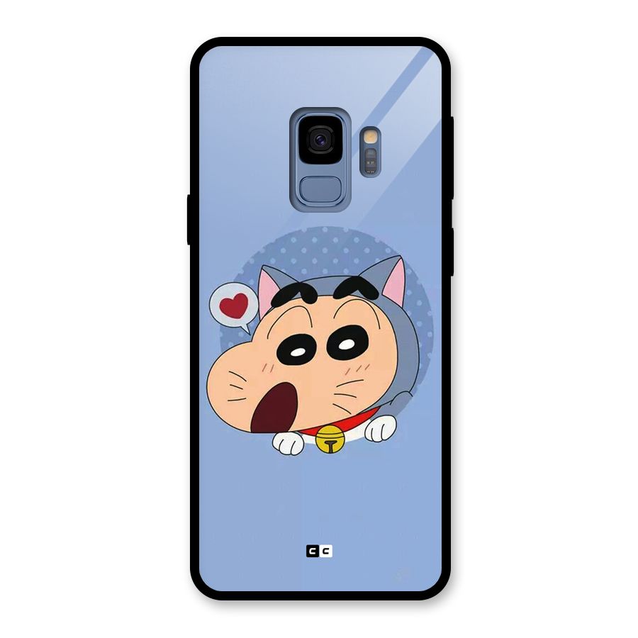 Cat Shinchan Glass Back Case for Galaxy S9