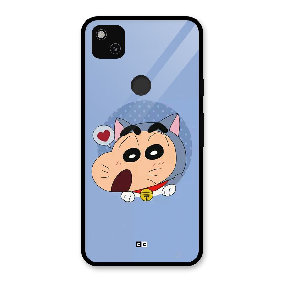 Cat Shinchan Glass Back Case for Google Pixel 4a