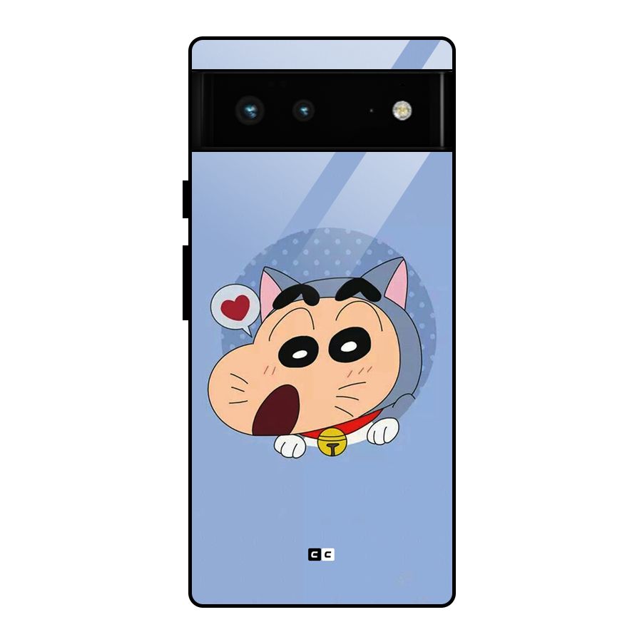 Cat Shinchan Glass Back Case for Google Pixel 6