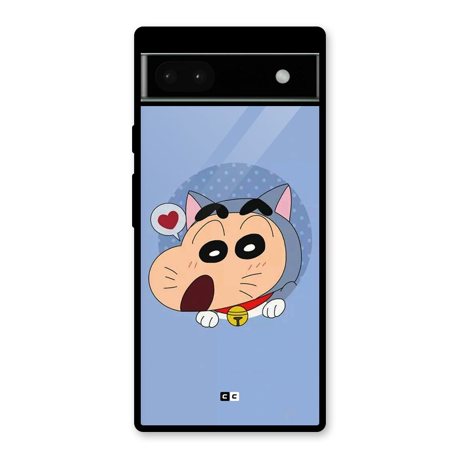 Cat Shinchan Glass Back Case for Google Pixel 6a