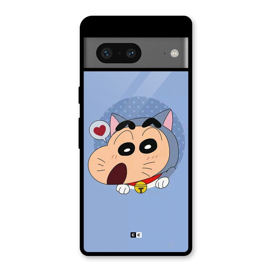 Cat Shinchan Glass Back Case for Google Pixel 7