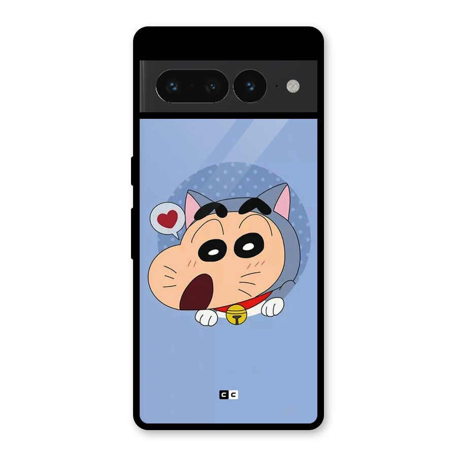 Cat Shinchan Glass Back Case for Google Pixel 7 Pro