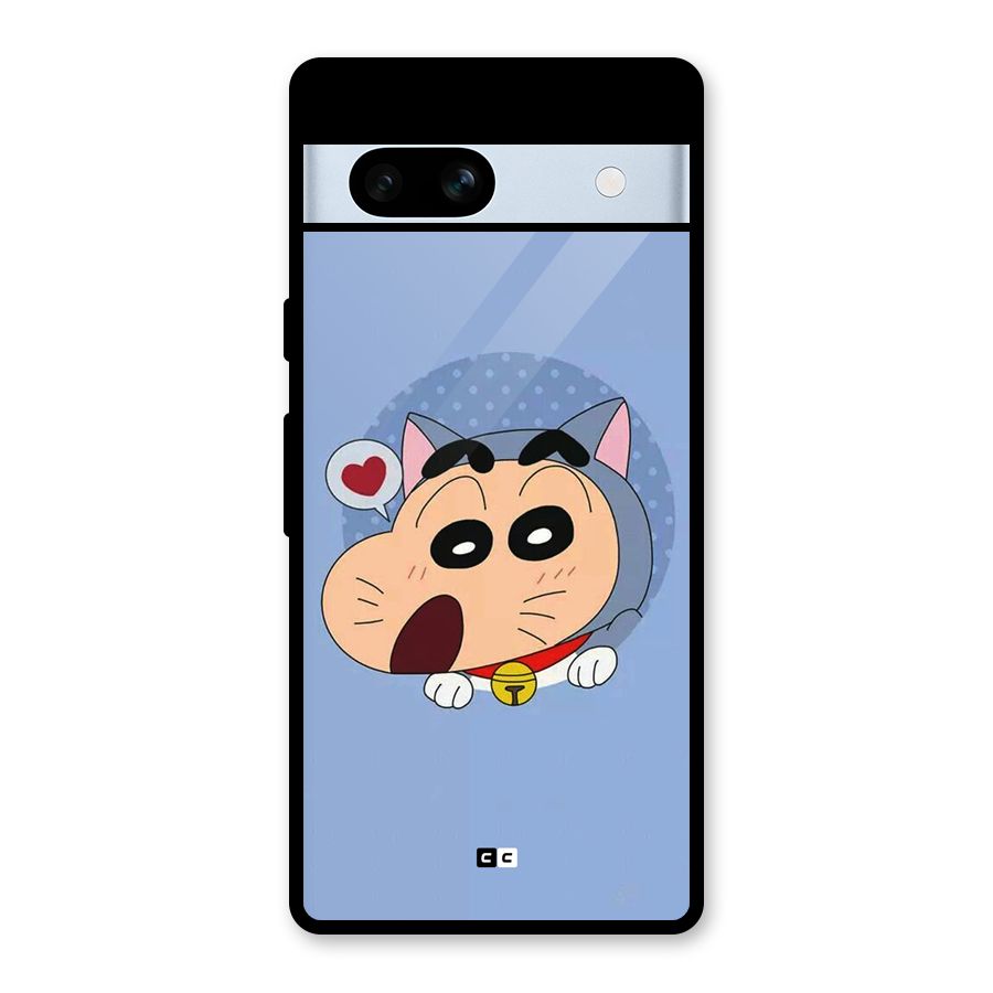 Cat Shinchan Glass Back Case for Google Pixel 7a