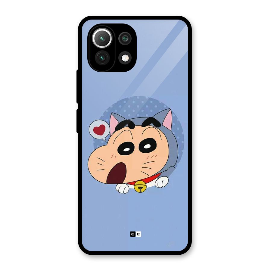 Cat Shinchan Glass Back Case for Mi 11 Lite NE 5G