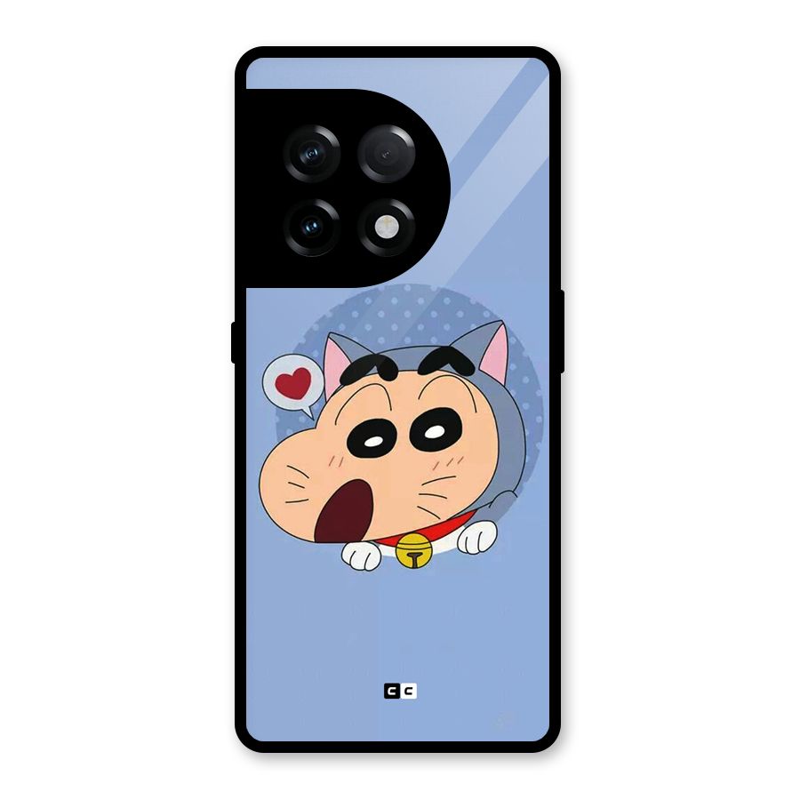 Cat Shinchan Glass Back Case for OnePlus 11R