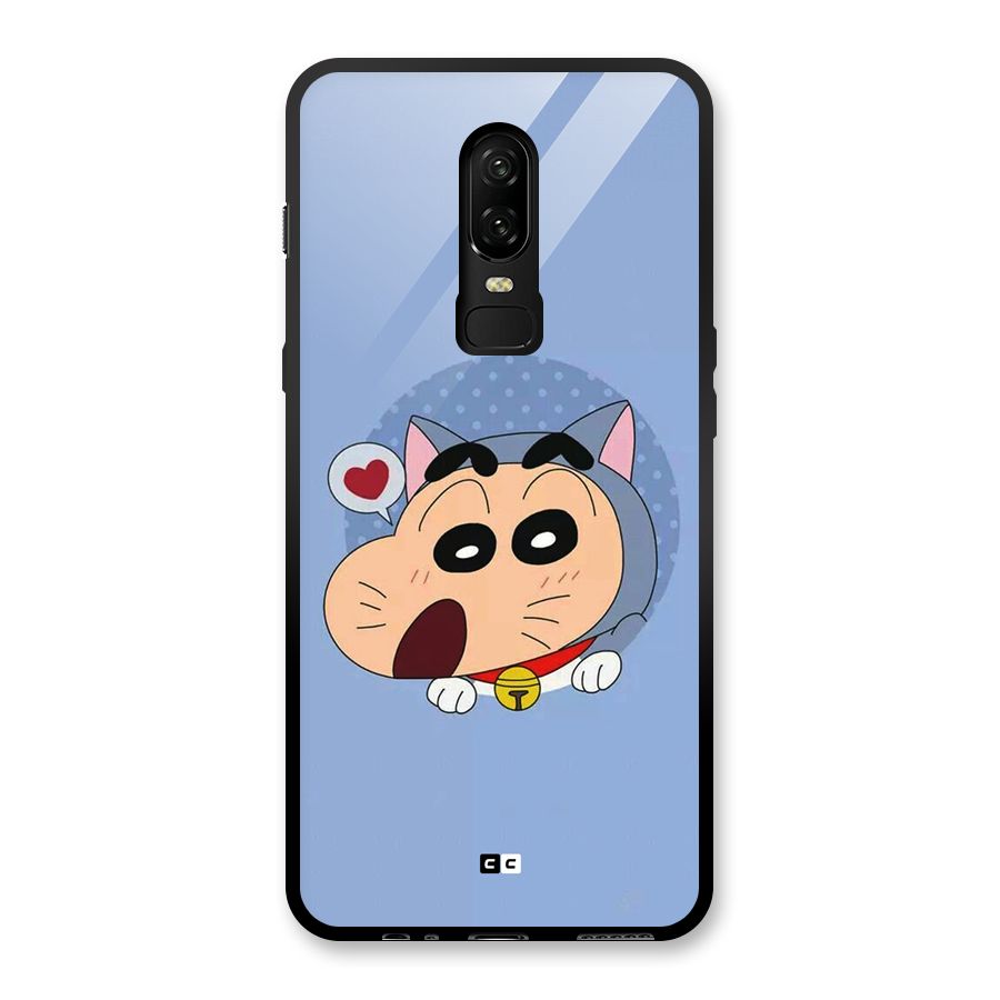Cat Shinchan Glass Back Case for OnePlus 6