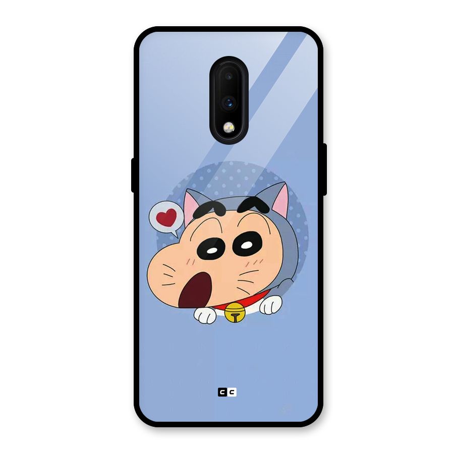 Cat Shinchan Glass Back Case for OnePlus 7