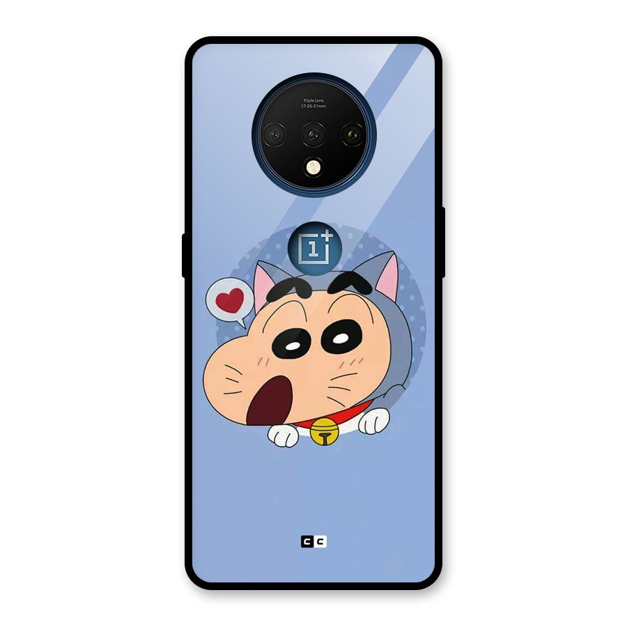 Cat Shinchan Glass Back Case for OnePlus 7T