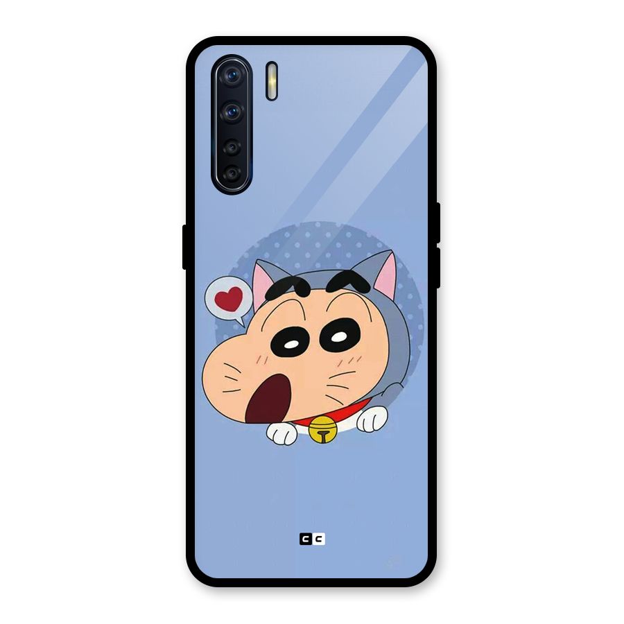 Cat Shinchan Glass Back Case for Oppo F15