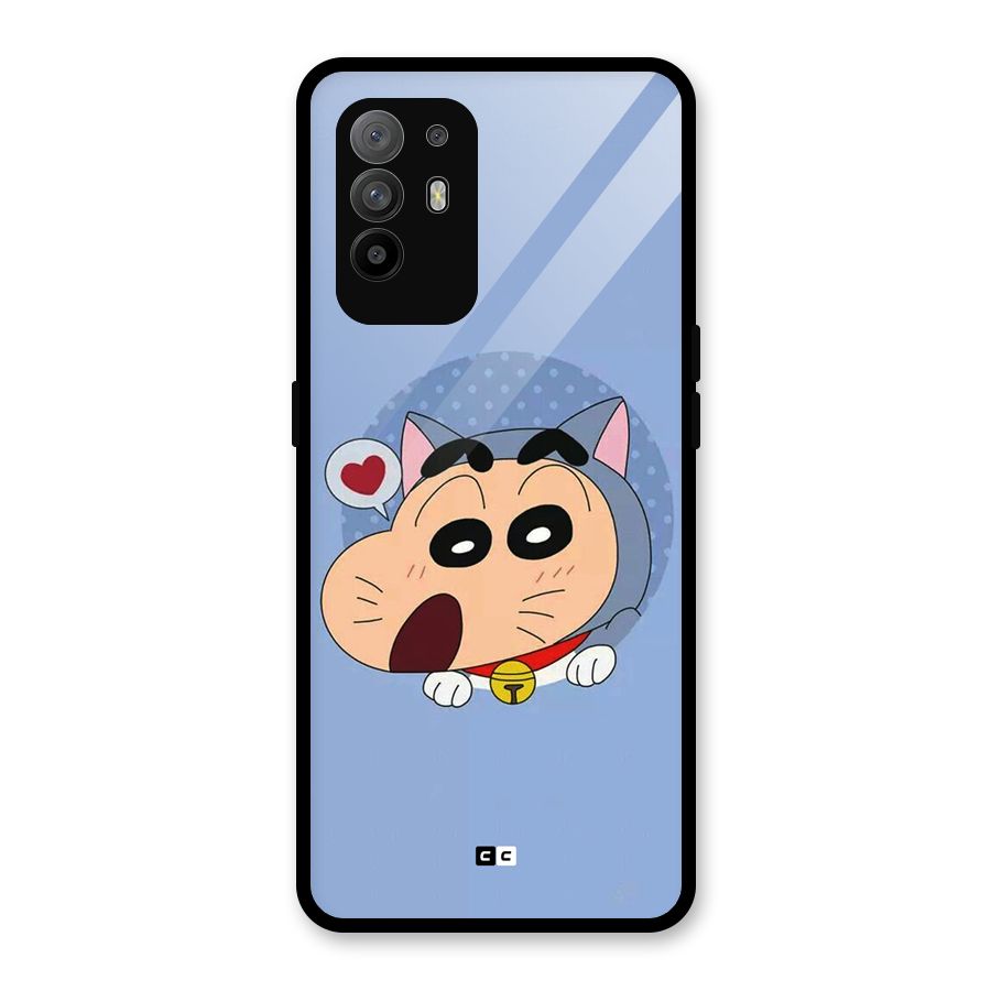 Cat Shinchan Glass Back Case for Oppo F19 Pro Plus 5G